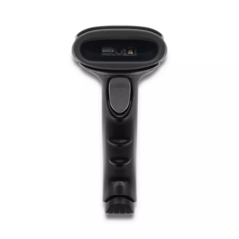 Rankinis brūkšninių kodų skaitytuvas QOLTEC 50868 — 1D/2D lazerinis skaitytuvas, USB laidinis ir belaidis, skaitymo atstumas 600 mm, juodas
