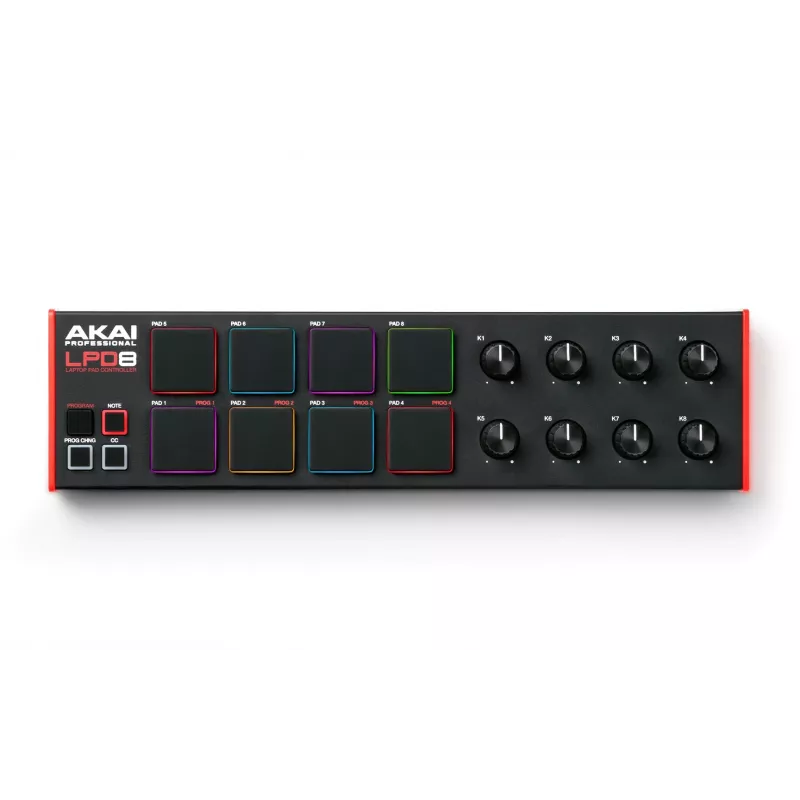 Akai LPD8 MKII MIDI klaviatūra 8 klavišai USB Juoda, Raudona