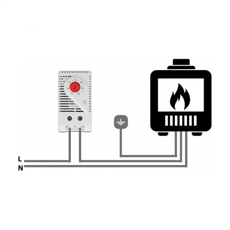 Termostatas DELOCK 66824, plastikinis korpusas, IP20, 30 W, 250 V, 10 A, 43×60×33 mm, pilkas/raudonas