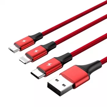 UNITEK C4049RD USB laidas 1,2 m USB A USB C / Micro-USB B / Lightning raudonas