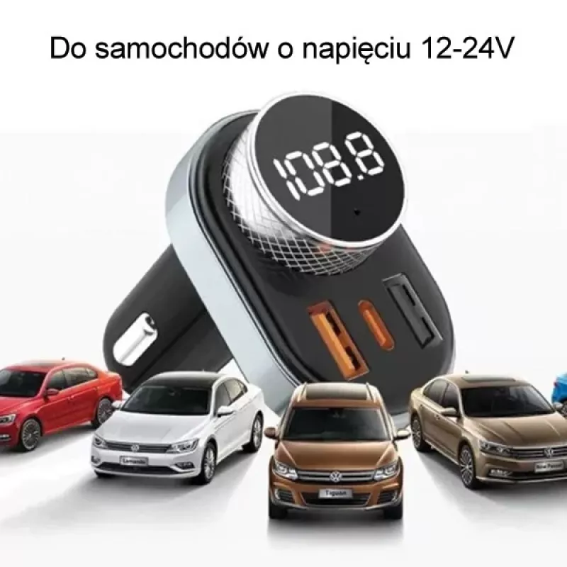 Laisvų rankų įranga Awei C-843 Bluetooth 5.0 su FM siųstuvu, USB ir USB-C jungtimis