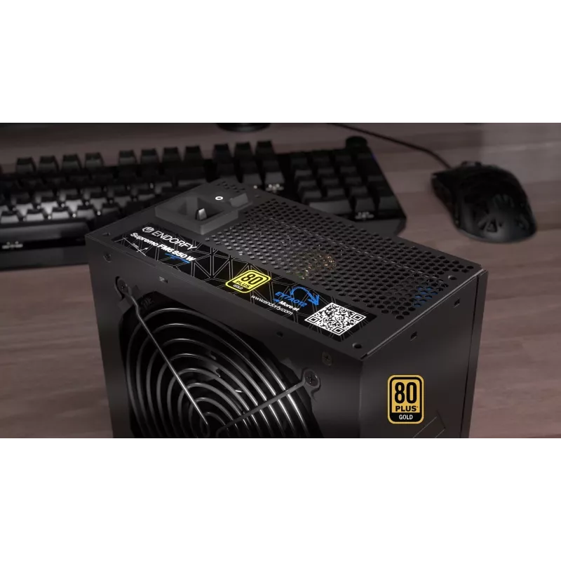 Maitinimo blokas ENDORFY Supremo FM6 850 W, 24 kontaktų ATX, visiškai modulinis, 80 PLUS Gold, 120 mm ventiliatorius, juodas