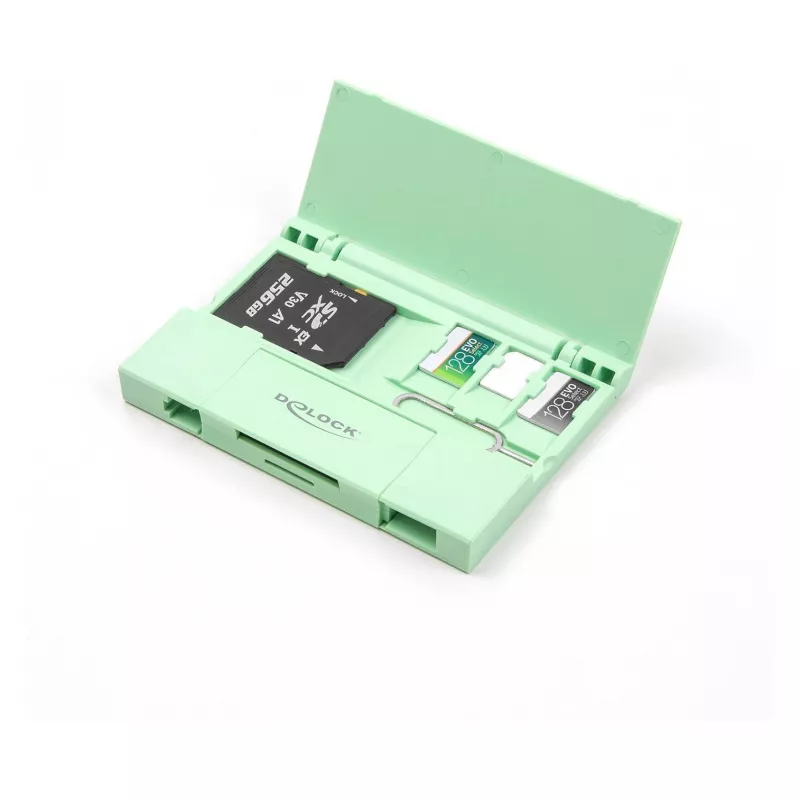 Kortelių skaitytuvas DeLOCK 91015 USB 3.2 Gen 1 Type-A/Type-C mėtinės spalvos