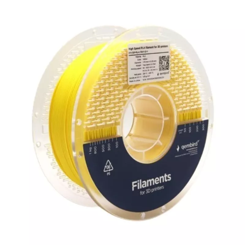3D spausdinimo siūlas Gembird PLA 1.75 mm Geltonas 1 kg
