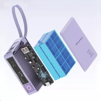 Powerbank 10000mAh 30W P87K Integruotas USB-C