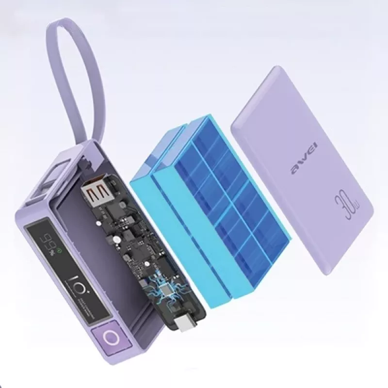 Powerbank 10000mAh 30W P87K Integruotas USB-C