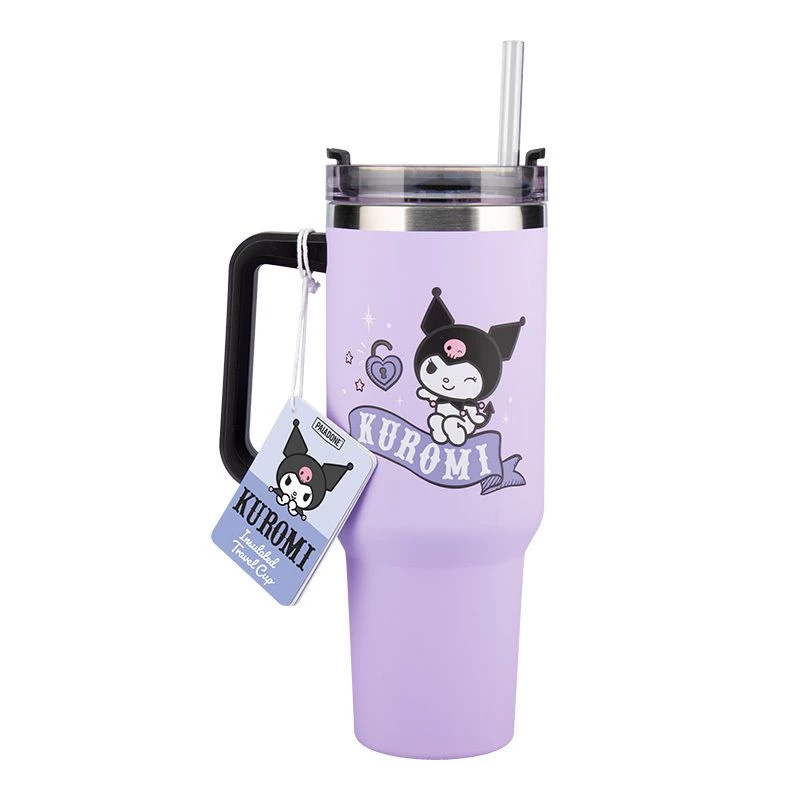 Paladone Hello Kitty Kuromi 900ml izoliuotas puodelis ir šiaudelis