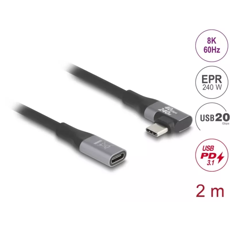 USB laidas DeLOCK 81148 2 m USB C juodas 20 Gbit/s