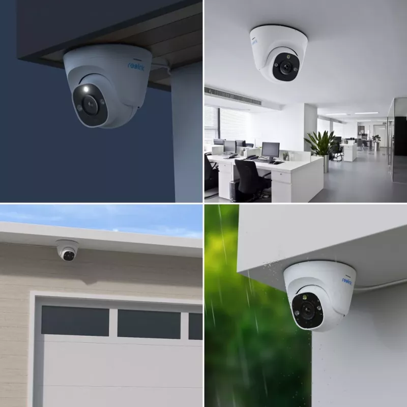 Apsaugos kamera Reolink P344 Dome — 12 MP (4512×2512), 4 mm objektyvas, PoE/DC, IP67, 30 m IR, Baltas turret, 100°×50° matymo kampai