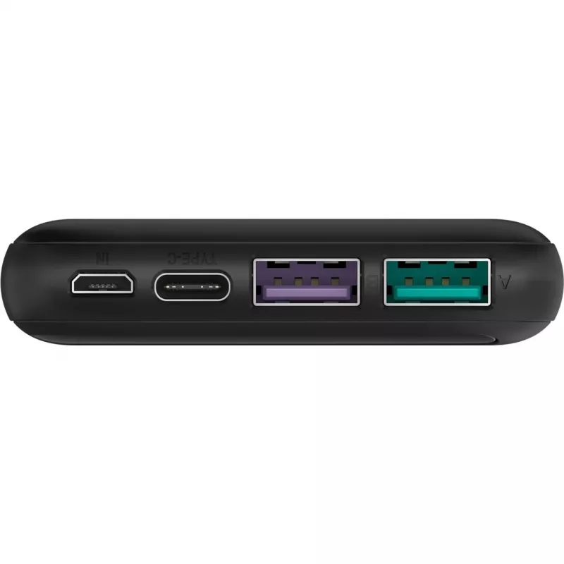 Greitojo įkrovimo powerbankas 10 000 mAh (juodas, USB-C PD, QC 3.0, 10 000 mAh)