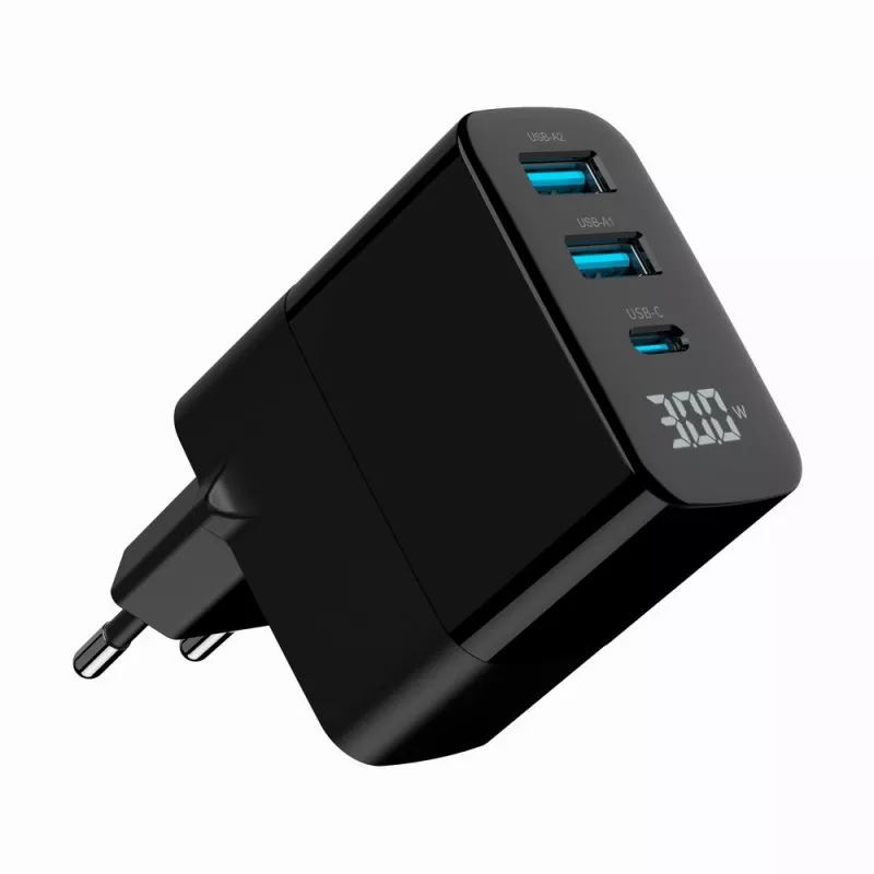 Gembird TA-UC-PDQC30LCD-BK-02 mobile device charger Universal Juoda AC Fast charging vidinis