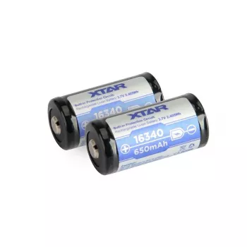 Įkraunama baterija XTAR 16340 (CR123) Li‑ion 3,7 V 850 mAh, 34 mm aukštis, 1,6 cm skersmuo