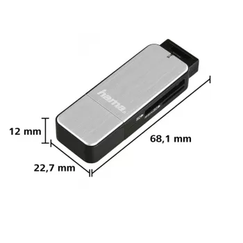 Hama 123900 kortelių skaitytuvas USB 3.2 Gen 1 (3.1 Gen 1) Juoda, Sidabrinė