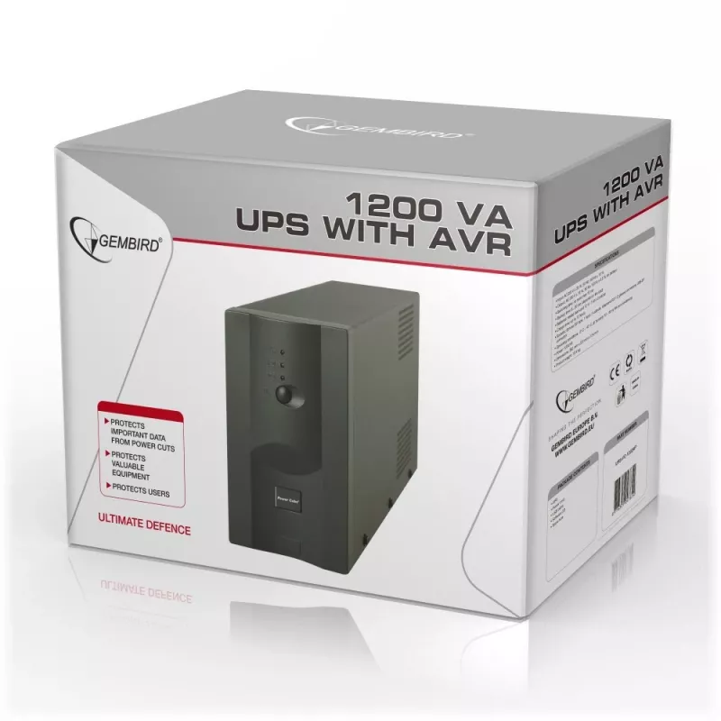 Gembird UPS-PC-1202AP nepertraukiamo maitinimo šaltinis (UPS) Linijinis-interaktyvus 1,2 kVA 720 W 4 AC lizdai