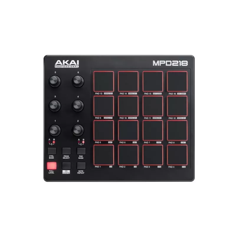Audio maišytuvas Akai MPD218 juodas 16 pagalvėlių USB MIDI valdiklis