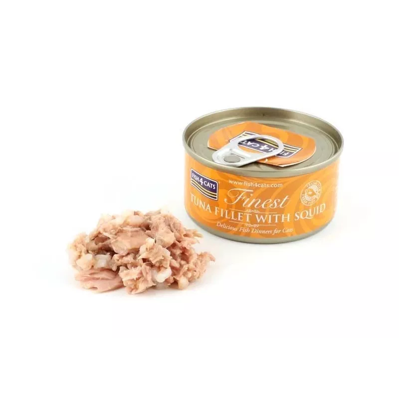 FISH4CATS Tuno filė su kalmarais - drėgnas kačių maistas - 70g