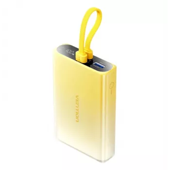 Vention 10000mAh išorinė baterija su LED ekranu, USB-C + Lightning + USB-A, 22,5 W (geltona)