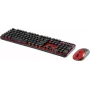 Klaviatūros ir pelės rinkinys Renkforce RF-DS-RETRO QWERTZ Juoda Raudona — laidinis rinkinys su QWERTZ išdėstymu