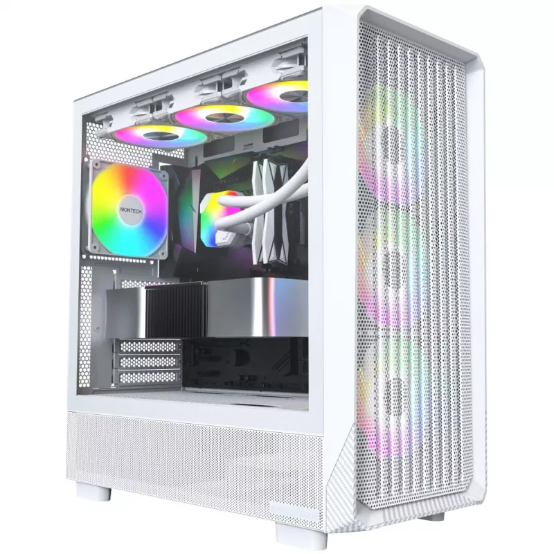 PC korpusas Montech X5 Midi Tower baltas ATX 3x140 mm ventiliatoriai