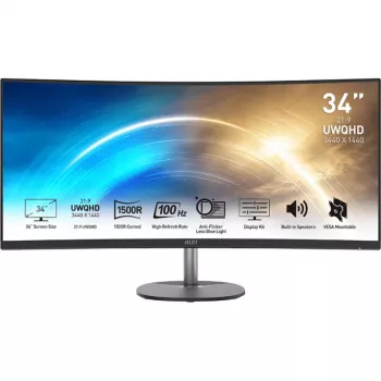 MSI PRO MP341CQDE lenktas monitorius 86,4 cm (34) juodas - UWQHD, VA, 100Hz, 4ms, HDMI, DisplayPort, FreeSync [Energijos klasė G] (9S6-3PB2CT-042)