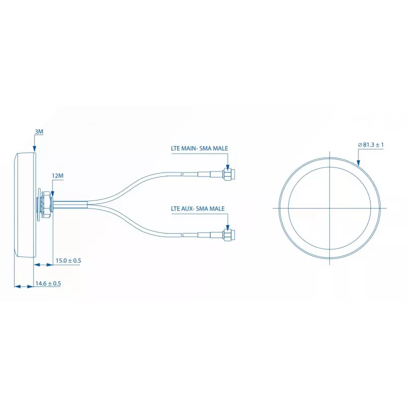 LTE antena Teltonika 003R-00252, stogo montavimas su SMA jungtimis, COMBO MIMO