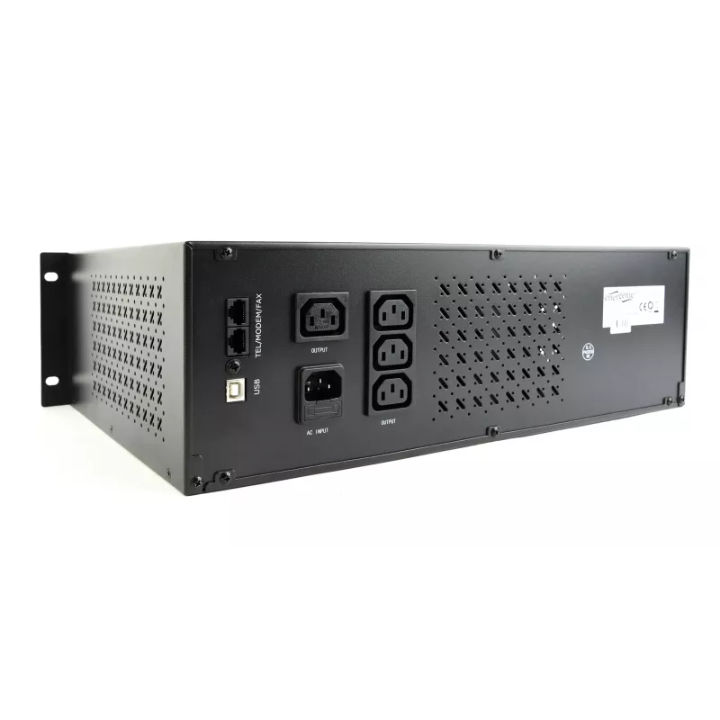 Gembird - UPS stelažinis 19'' 3.4U 1500VA, 4x IEC 230V išėjimai, IEC14 įėjimas, RJ11, USB, LCD, Line-Interactive 1.5 kVA 900 W 4 AC lizdai