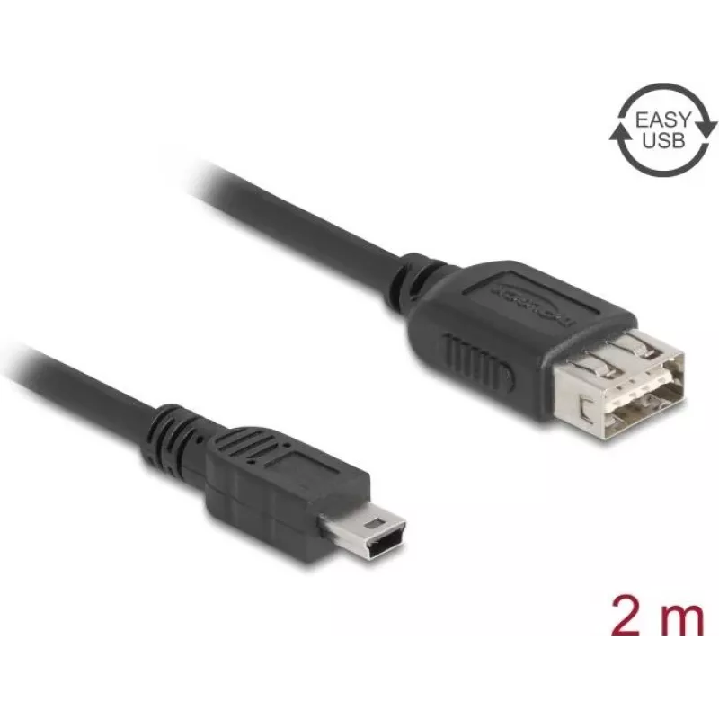 DeLOCK USB kabelis USB 2.0 2 m Mini-USB B USB A Juodas 81525