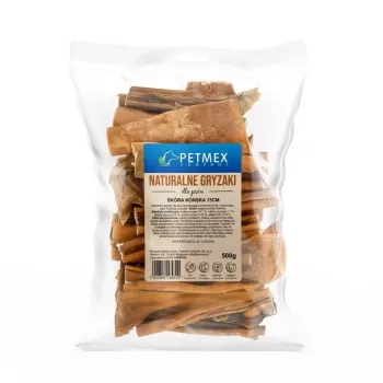 Šunų kramtukas PETMEX Horse Skin 500 g — natūralus vieno ingrediento kramtukas iš arklio odos, skirtas dantų priežiūrai, monoproteinas, be glitimo ir sojos