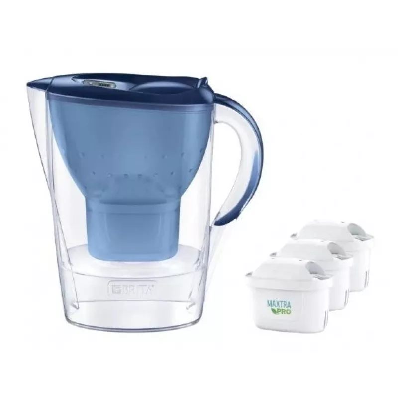 Vandens filtravimo ąsotis BRITA Marella 2,4 L su 3 Pure Performance kasetėmis, Maxtra Pro, mėlynas