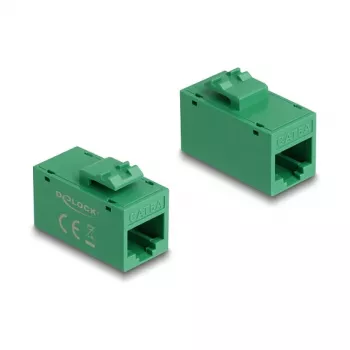 Keystone modulis DELOCK 90640 — plokščias RJ-45 įdėklas, žalias, 16,2×30×20,5 mm