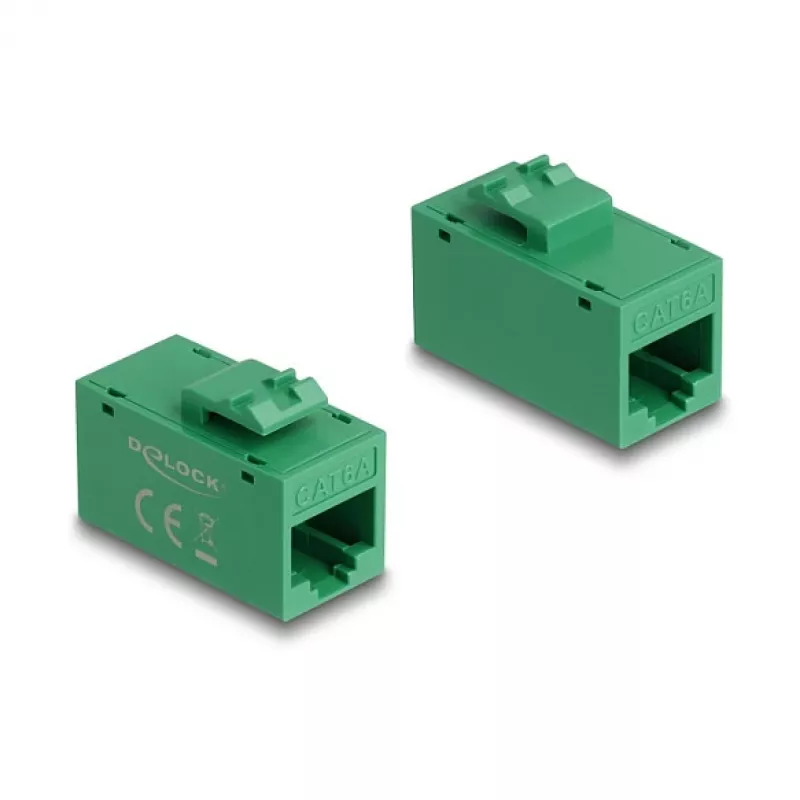 Keystone modulis DELOCK 90640 — plokščias RJ-45 įdėklas, žalias, 16,2×30×20,5 mm