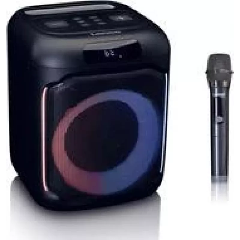Nešiojamas Bluetooth garsiakalbis Lenco PA-101BK su apšvietimu ir mikrofonu