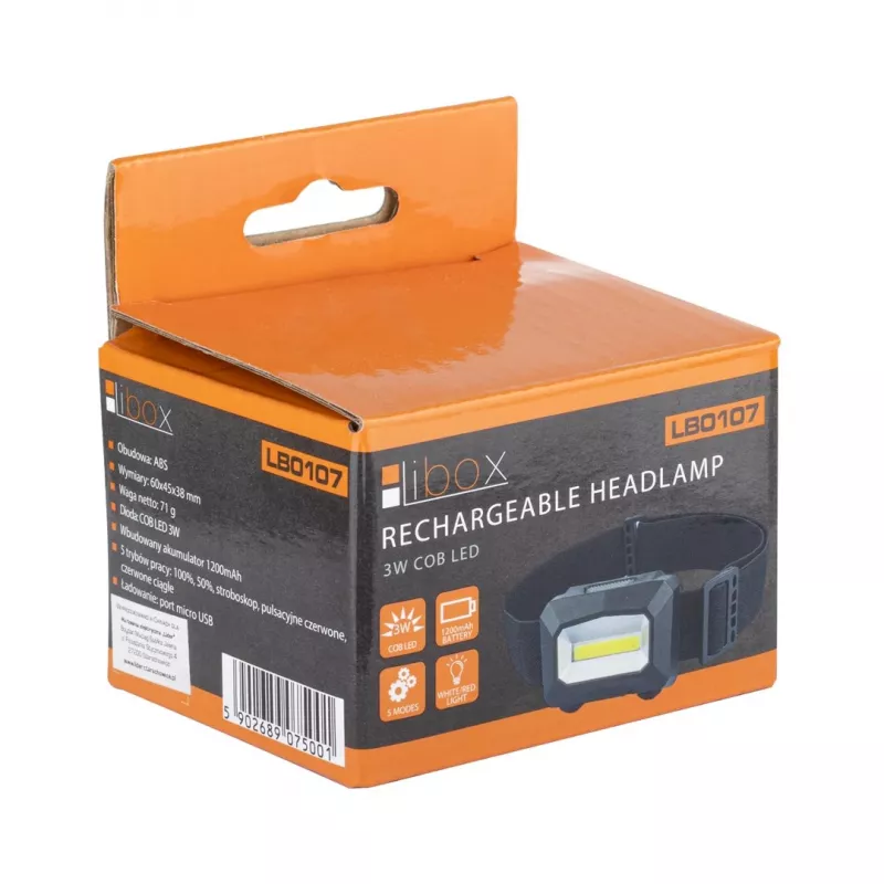 Libox LB0107 žibintuvėlis Juodas galvos dirželio žibintuvėlis LED