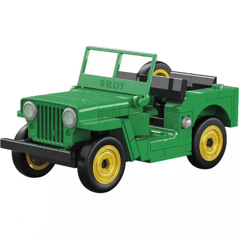 Konstrukcinis žaislas Cobi Jeep Willys CJ-2A žalias modelis 24517 – kaladėlių rinkinys