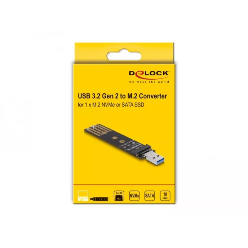 DeLOCK kombinuotas keitiklis M.2 NVMe PCIe arba SATA SSD USB 3.2 Gen 2 juodos spalvos