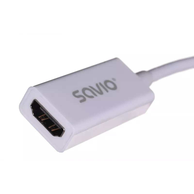 Vaizdo kabelio adapteris SAVIO Mini DisplayPort (kištukas) į HDMI Type A (lizdas) 0,2 m, baltas
