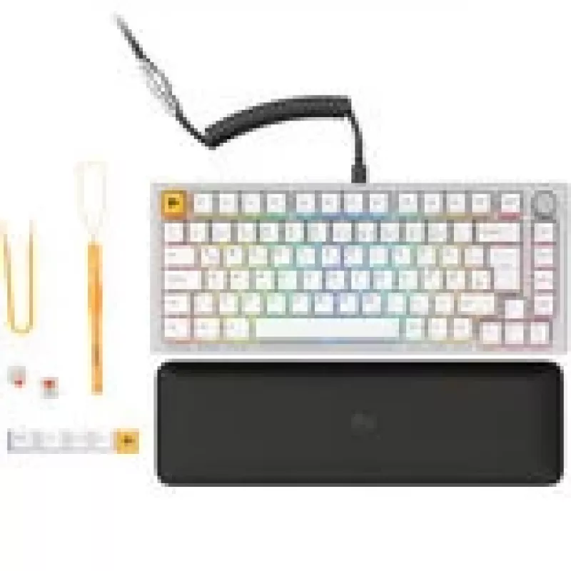 Mechaninė klaviatūra GLORIOUS GMMK Pro 75% balta Hot-Swap RGB, ISO išdėstymas