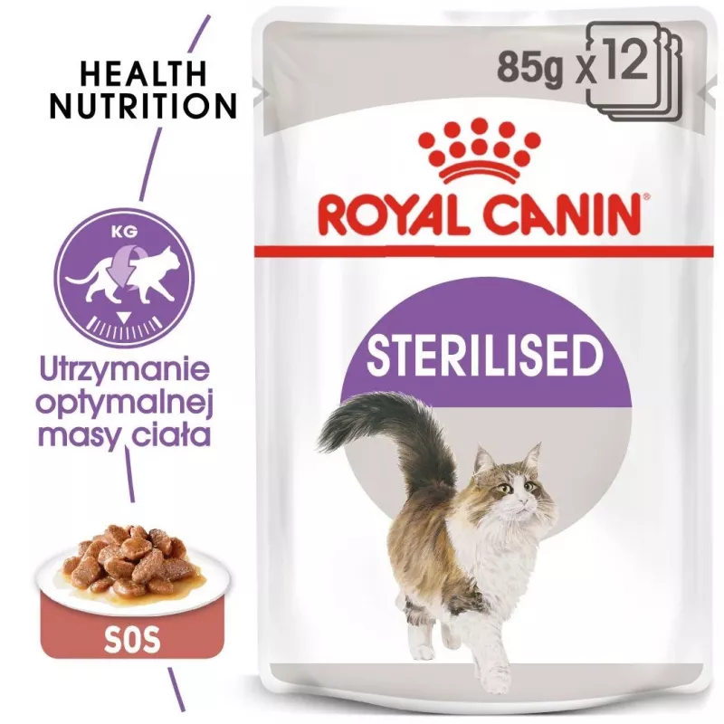 ROYAL CANIN FHN Sterilised padaže – drėgnas suaugusių kačių maistas – 12x85g