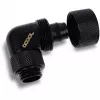 Eiszapfen 16/10mm Įsukama Jungtis 90° Pasukama G1/4, juoda jungtis, minkštiems vamzdeliams (PVC, Silikonas, Neoprenas)
