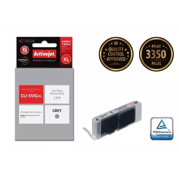 Rašalo kasetė ActiveJet ACC-551GN — suderinama Canon CLI-551GXL, Pilka, Didelės talpos (XL) 15 ml