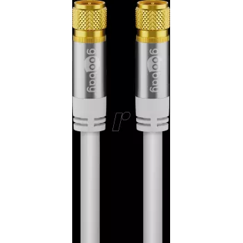 Goobay SAT antenos kabelis (135 dB tipo), 4 kartus ekranuotas, 1 m, baltas - paauksuotas, F kištukas > F kištukas (70598)