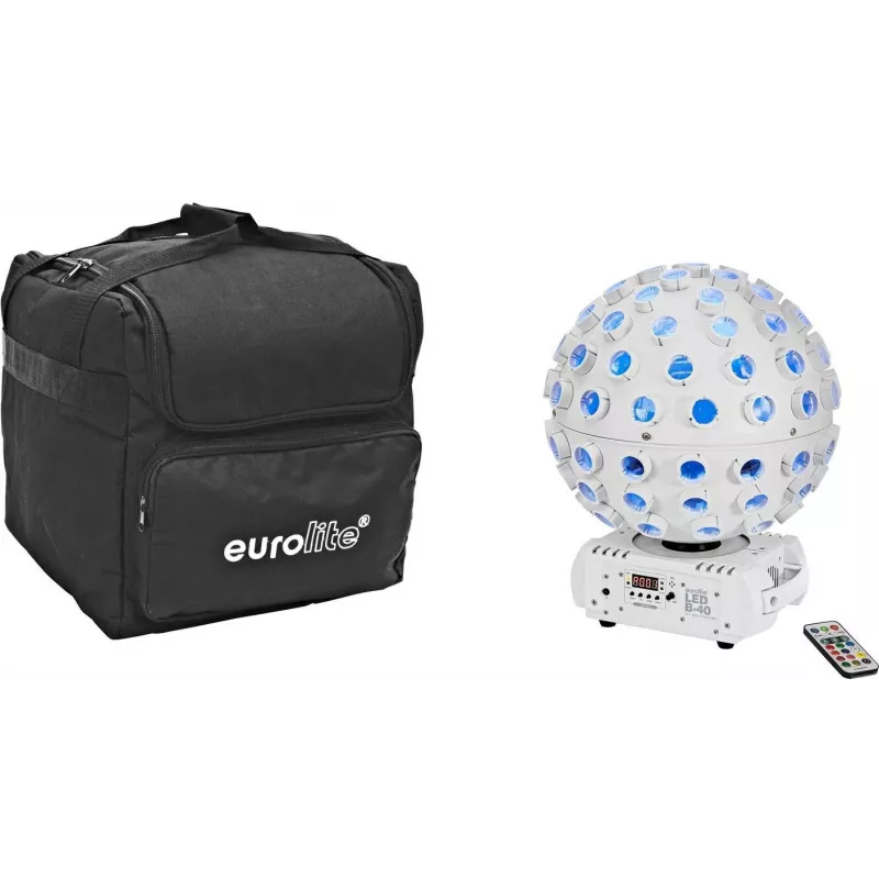 LED rinkinys EUROLITE B-40 HCL MK2 baltas su minkštu krepšiu – kompaktiška apšvietimo sistema