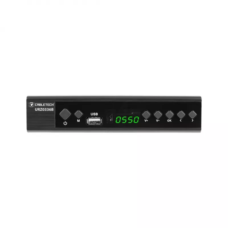Skaitmeninės TV imtuvas Cabletech URZ0336C DVB-T/T2 H.265 anteninis tiuneris, 470–862 MHz, 1 tiuneris, HDMI, USB, SCART