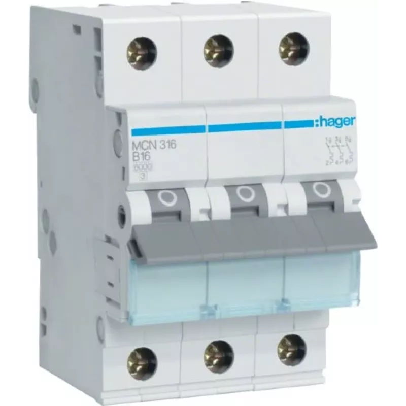 Hager MCN316 - 3P - 50 - 60 Hz - 16 A - 52,5 mm - 70 mm - 83 mm