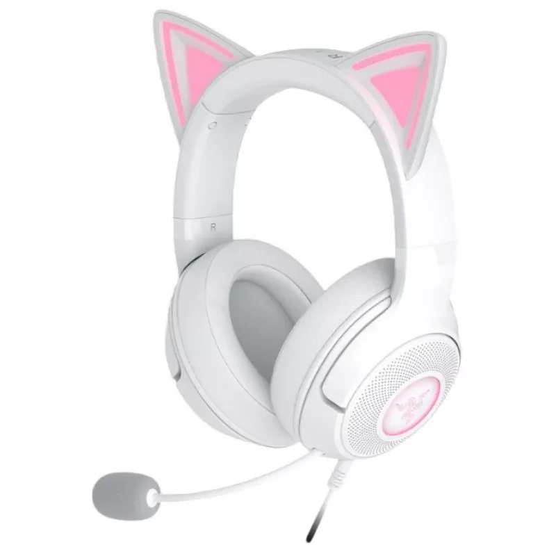 Ausinės Razer Kraken Kitty V2 laidinės USB Type-A baltos — Circumaural, galvos lankelis, 20–20000 Hz, 2 m laidas