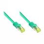 RJ45 komutacinis kabelis su Cat.7 neapdorotu kabeliu ir skląsčio apsauga (RNS®), S/FTP, PiMF, be halogenų, 600MHz, OFC, žalias, 0,5 m, Good Connections® (8070R-005G)