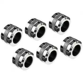 Alphacool Eiszapfen Pro Connector 16mm Hardtube Fitting G1/4, 6-Pack - chromas