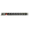 Maitinimo paskirstymo įrenginys GEMBIRD EG-PDU-014-C14, 8 kintamosios srovės lizdai, C14 įvestis, 3 m laidas, 1U, 3680 W, 10 A, aliuminis, juodas
