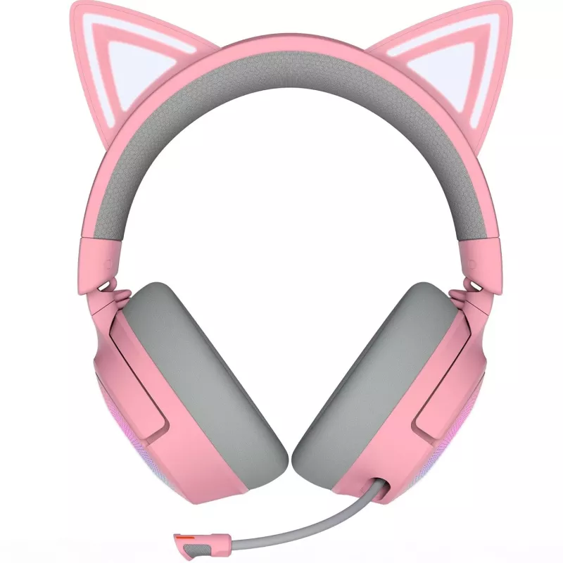 Razer Kraken Kitty V3 Pro - Quartz ausinės laidinės ir belaidės, lankelis, žaidimams, USB Type-A, Bluetooth, rožinės