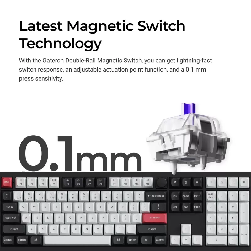 Mechaninė klaviatūra Keychron Q6H-M1 belaidė RGB Carbon Juoda